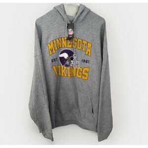 NFL  Minnesota Vikings Soft Hooded Sweatshirt Hoodie Gray-Size 2XL New With Flaw